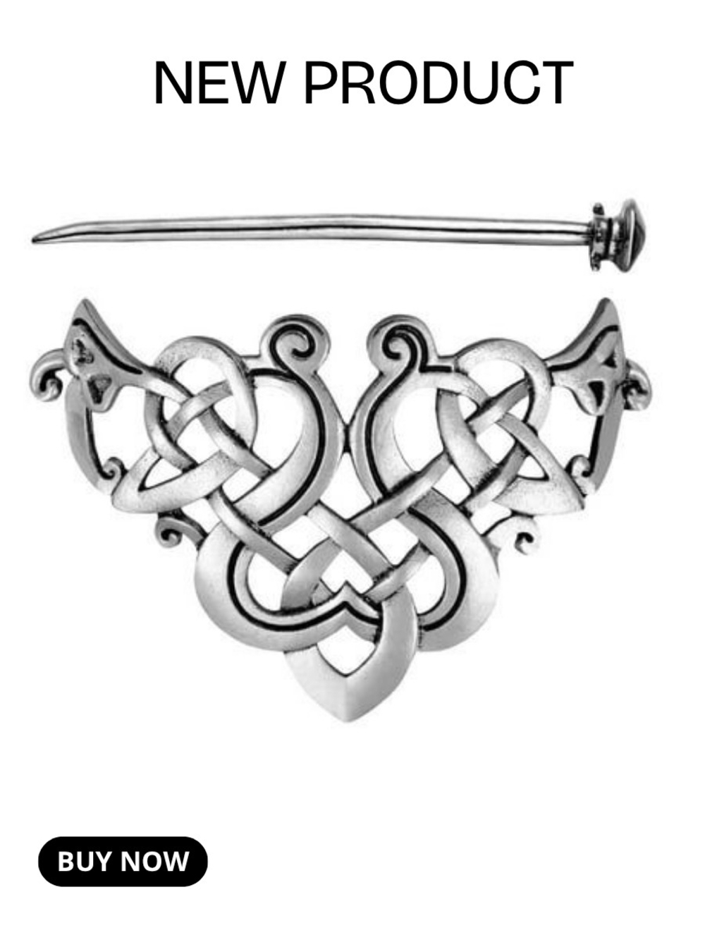 NEW Celtic Knot Silver Tone Hair Pin
